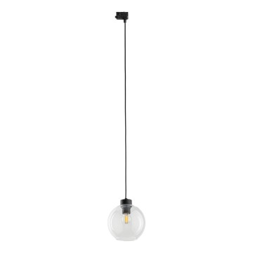 Hanglamp aan een koord voor een 3-fase rail systeem CUBUS 1xE27/15W/230V zwart/doorzichtig