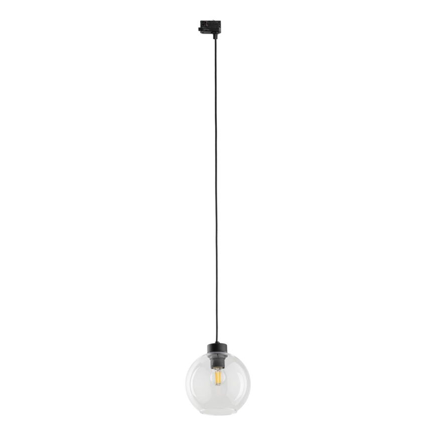 Hanglamp aan een koord voor een 3-fase rail systeem CUBUS 1xE27/15W/230V zwart/doorzichtig