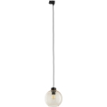 Hanglamp aan een koord voor een 3-fase rail systeem CUBUS 1xE27/15W/230V zwart/gerookt beige