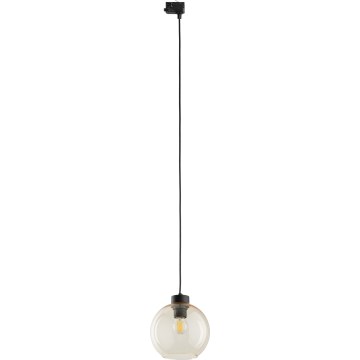 Hanglamp aan een koord voor een 3-fase rail systeem CUBUS 1xE27/15W/230V zwart/gerookt beige