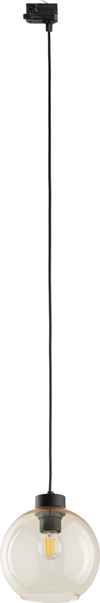 Hanglamp aan een koord voor een 3-fase rail systeem CUBUS 1xE27/15W/230V zwart/gerookt beige