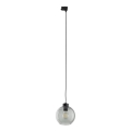 Hanglamp aan een koord voor een 3-fase rail systeem CUBUS 1xE27/15W/230V zwart/gerookt zwart