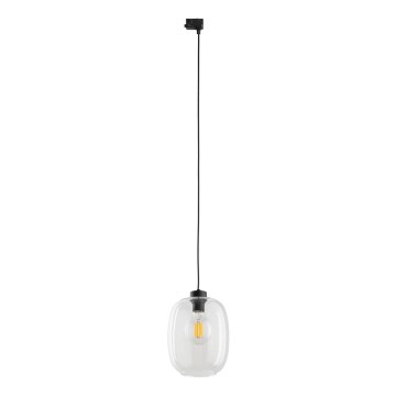 Hanglamp aan een koord voor een 3-fase rail systeem ELIO 1xE27/15W/230V zwart/doorzichtig