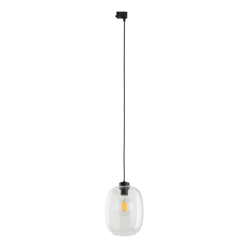 Hanglamp aan een koord voor een 3-fase rail systeem ELIO 1xE27/15W/230V zwart/doorzichtig