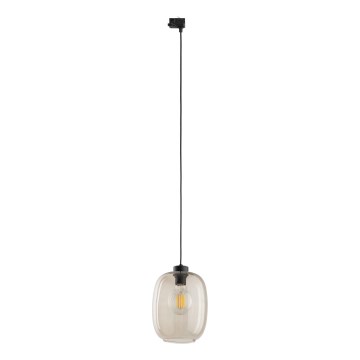 Hanglamp aan een koord voor een 3-fase rail systeem ELIO 1xE27/15W/230V zwart/gerookt beige