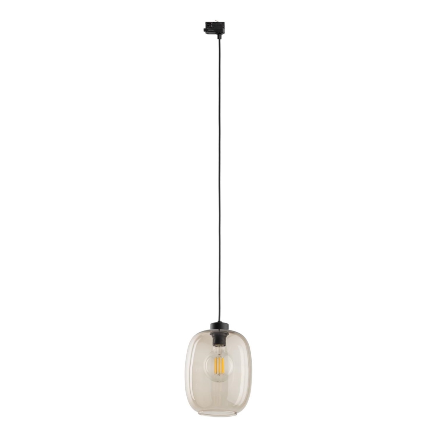 Hanglamp aan een koord voor een 3-fase rail systeem ELIO 1xE27/15W/230V zwart/gerookt beige