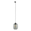 Hanglamp aan een koord voor een 3-fase rail systeem ELIO 1xE27/15W/230V zwart/gerookt zwart