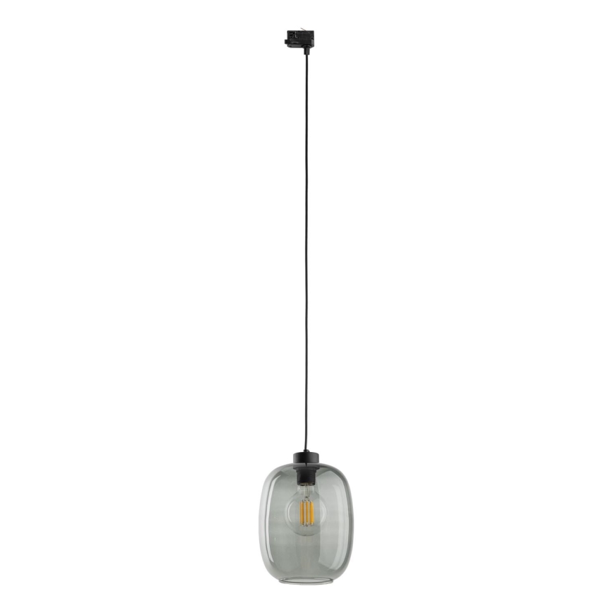 Hanglamp aan een koord voor een 3-fase rail systeem ELIO 1xE27/15W/230V zwart/gerookt zwart