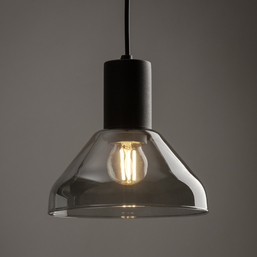 Hanglamp aan een koord voor een 3-fase rail systeem NEO 1xE27/15W/230V zwart/gerookt zwart