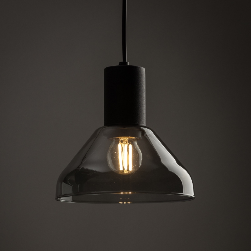 Hanglamp aan een koord voor een 3-fase rail systeem NEO 1xE27/15W/230V zwart/gerookt zwart