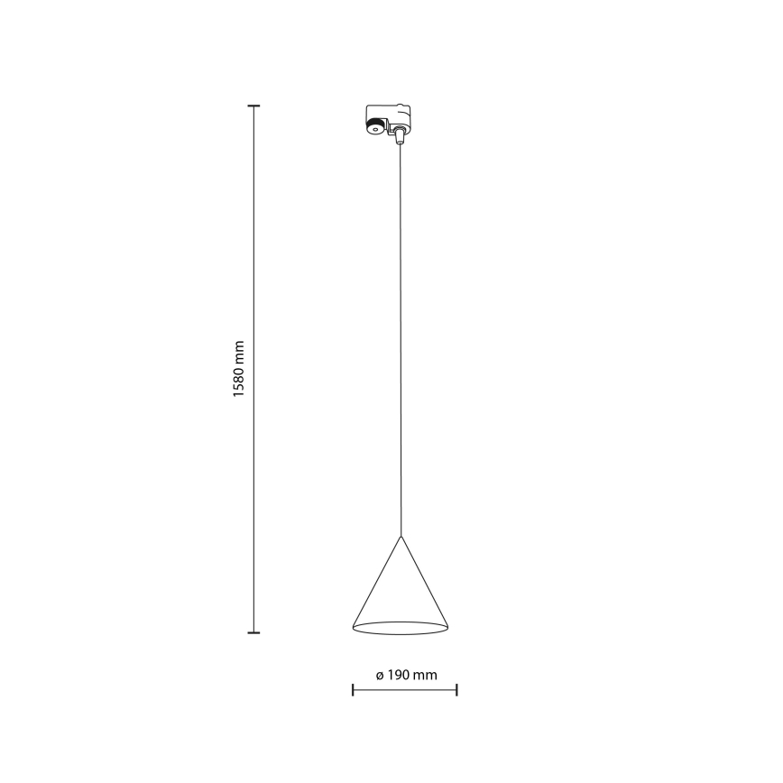 Hanglamp aan een koord voor 1-fase railsysteem CONO 1xE27/15W/230V zwart/mint