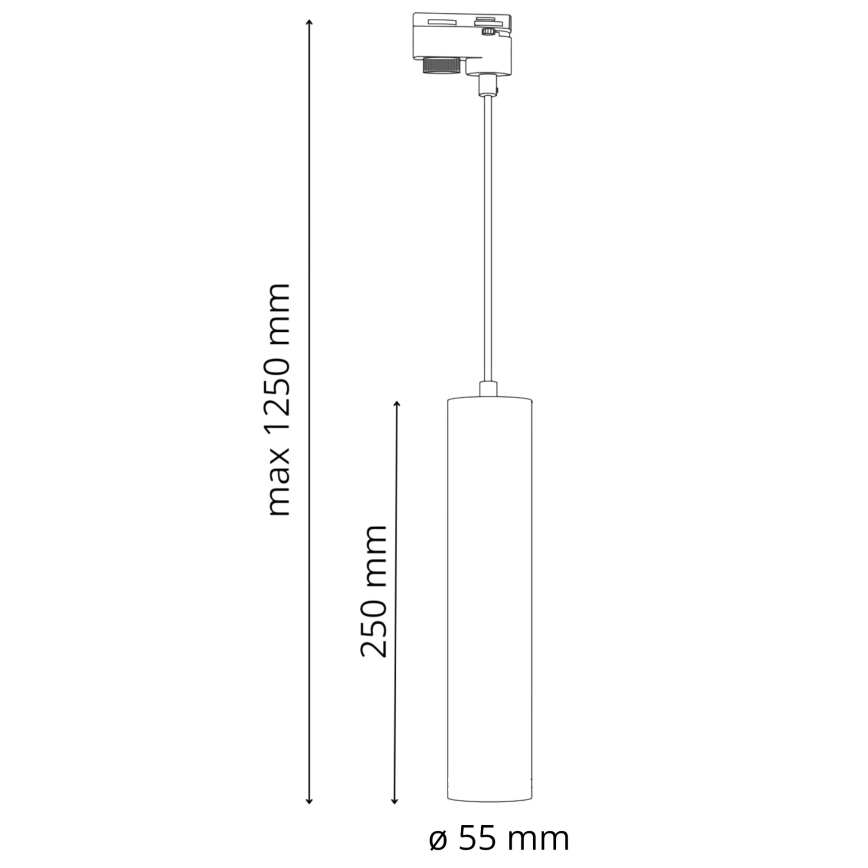 Hanglamp aan een koord voor een rail Systeem MARIBEL 3xGU10/10W/230V + 1 m rails systeem zwart