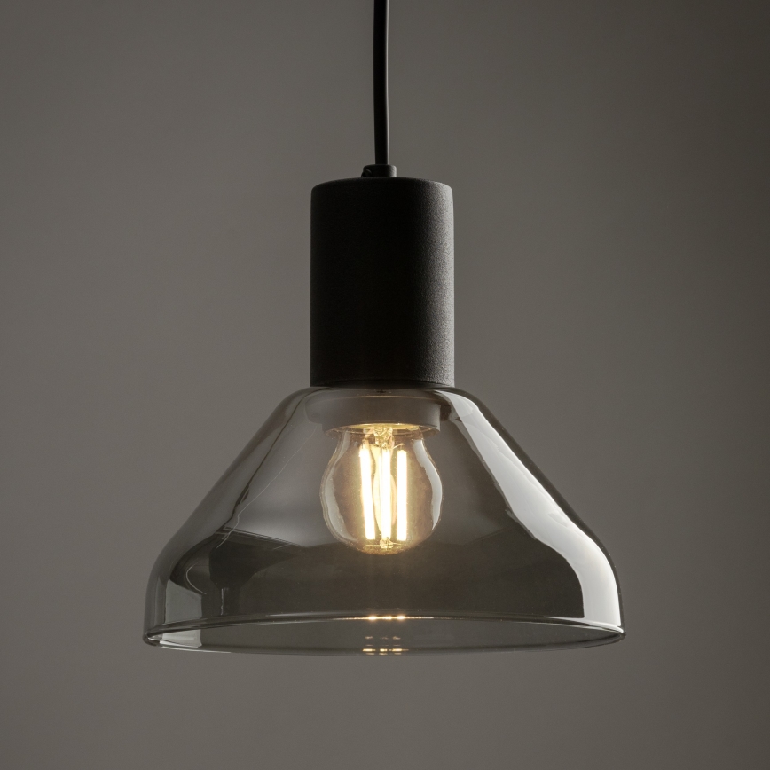 Hanglamp aan een koord voor 1-fase railsysteem NEO 1xE27/15W/230V zwart/gerookt zwart