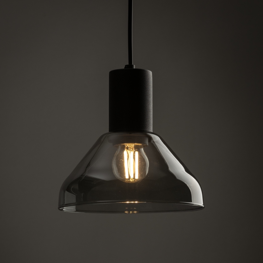 Hanglamp aan een koord voor 1-fase railsysteem NEO 1xE27/15W/230V zwart/gerookt zwart