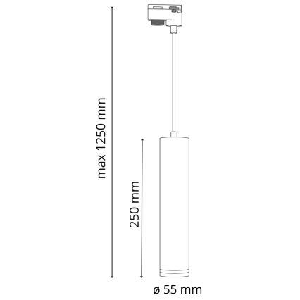 Hanglamp aan een koord voor een rail Systeem PARIJS 3xGU10/10W/230V + 1 m rails systeem wit