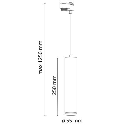 Hanglamp aan een koord voor een rail Systeem PARIJS 3xGU10/10W/230V + 1 m rails systeem zwart