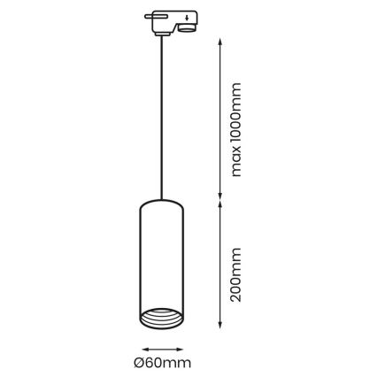 Hanglamp aan een koord voor een Rail Systeem PIPE 1xGU10/25W/230V zwart