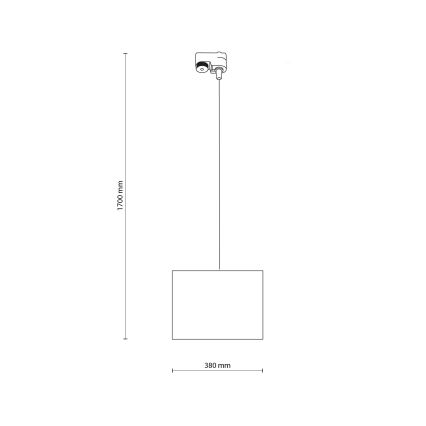 Hanglamp aan een koord voor 1-fase railsysteem TRACER 1xE27/15W/230V diameter 38 cm zwart/wit