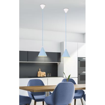 Hanglamp aan een koord VOSS 1xE27/40W/230V blauw/wit