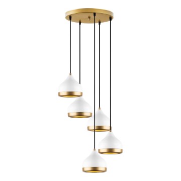 Hanglamp aan een koord YILDO 5xE27/40W/230V wit/goud
