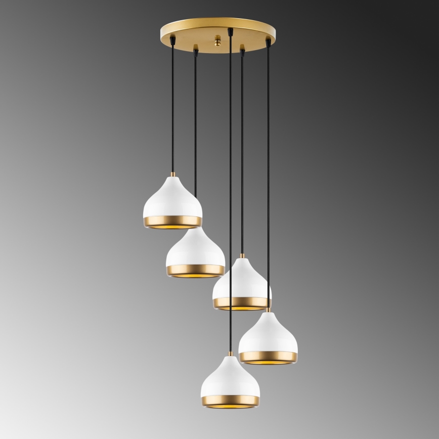 Hanglamp aan een koord YILDO 5xE27/40W/230V wit/goud