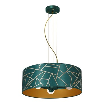 Hanglamp aan een koord ZIGGY 3xE27/60W/230V groen/goud