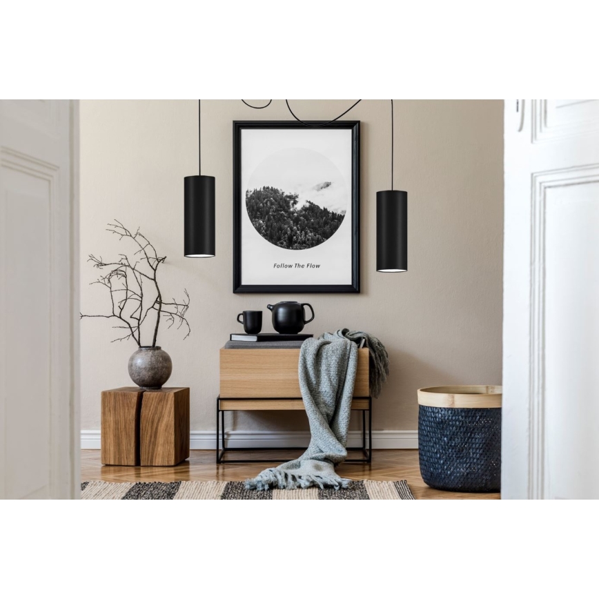 Hanglamp aan een koord ZIK 2xE27/40W/230V spin zwart