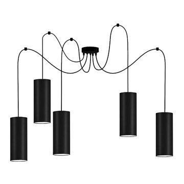 Hanglamp aan een koord ZIK 5xE27/40W/230V spin zwart