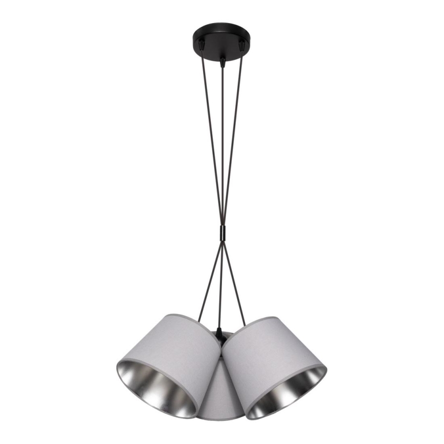 Hanglamp aan een koord ZOMA 3xE27/60W/260V grijs/glanzend chroom