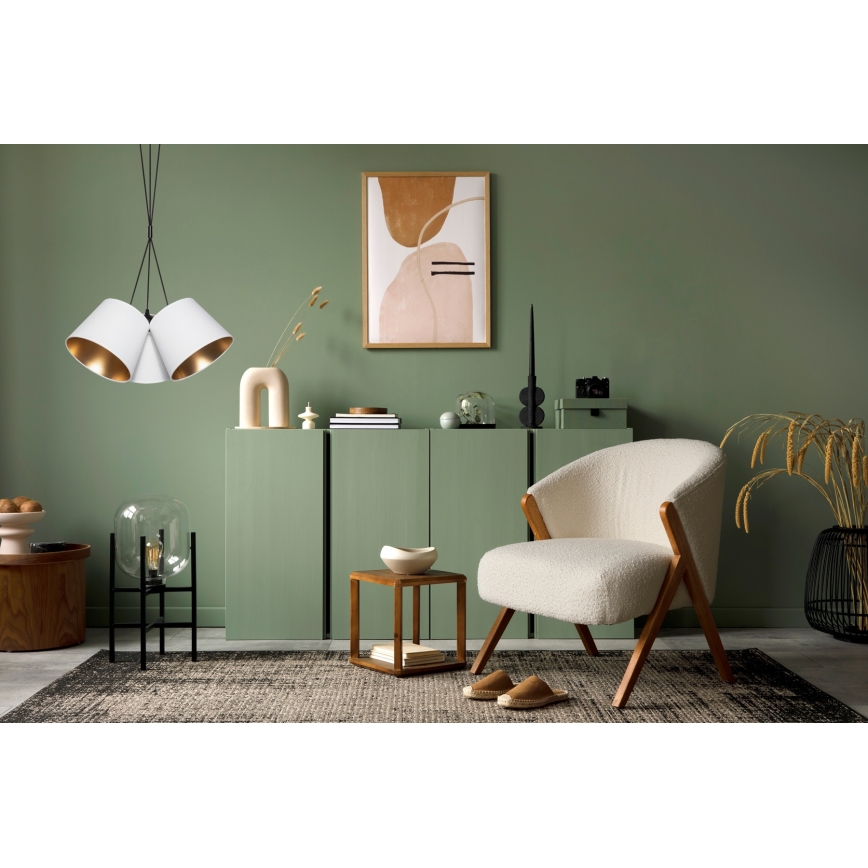 Hanglamp aan een koord ZOMA 3xE27/60W/260V wit/koper
