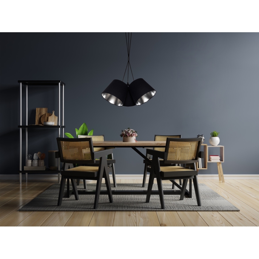 Hanglamp aan een koord ZOMA 3xE27/60W/260V zwart/glanzend chroom