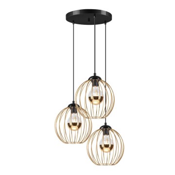 Hanglamp aan een koord ZOYA 3xE27/60W/230V gouden