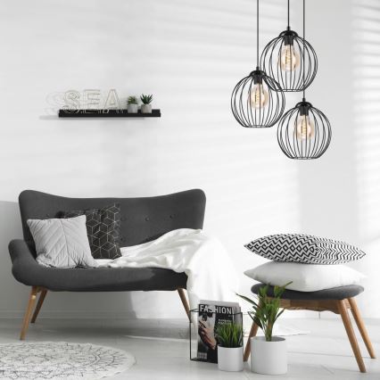 Hanglamp aan een koord ZOYA 3xE27/60W/230V zwart