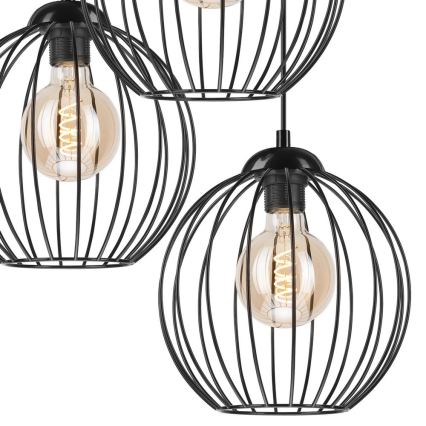 Hanglamp aan een koord ZOYA 3xE27/60W/230V zwart