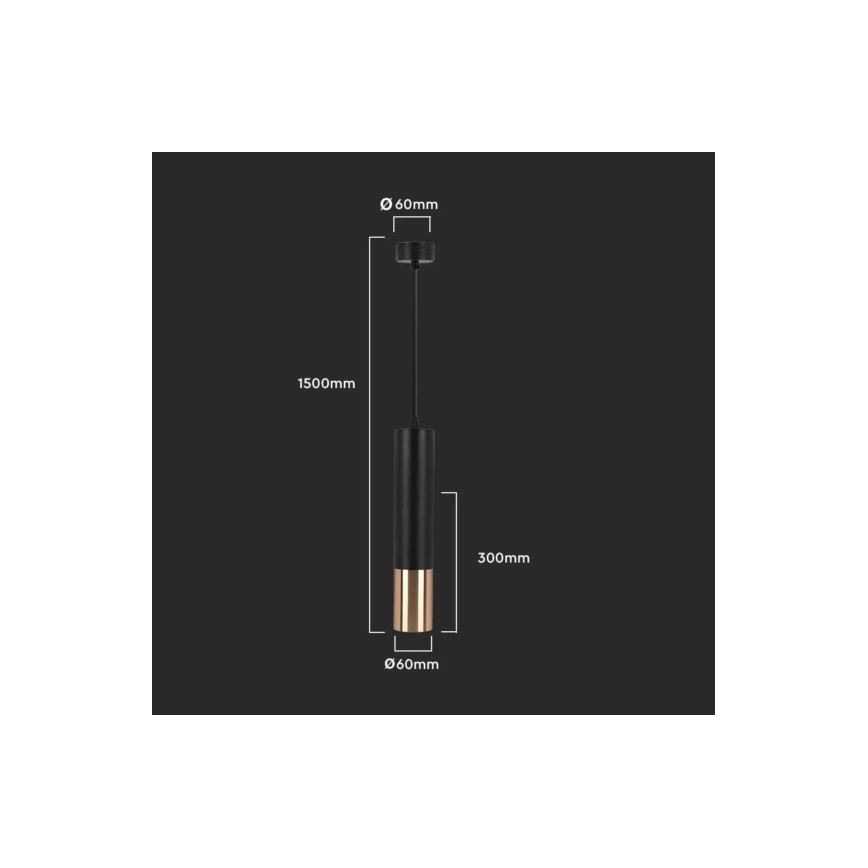 Hanglamp aan een paal 1xGU10/35W/230V 30 cm zwart/goud