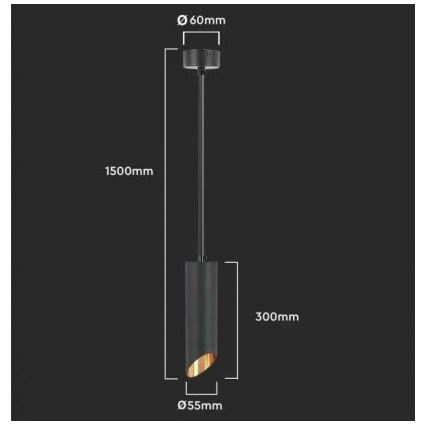 Hanglamp aan een paal 1xGU10/35W/230V 30 cm zwart