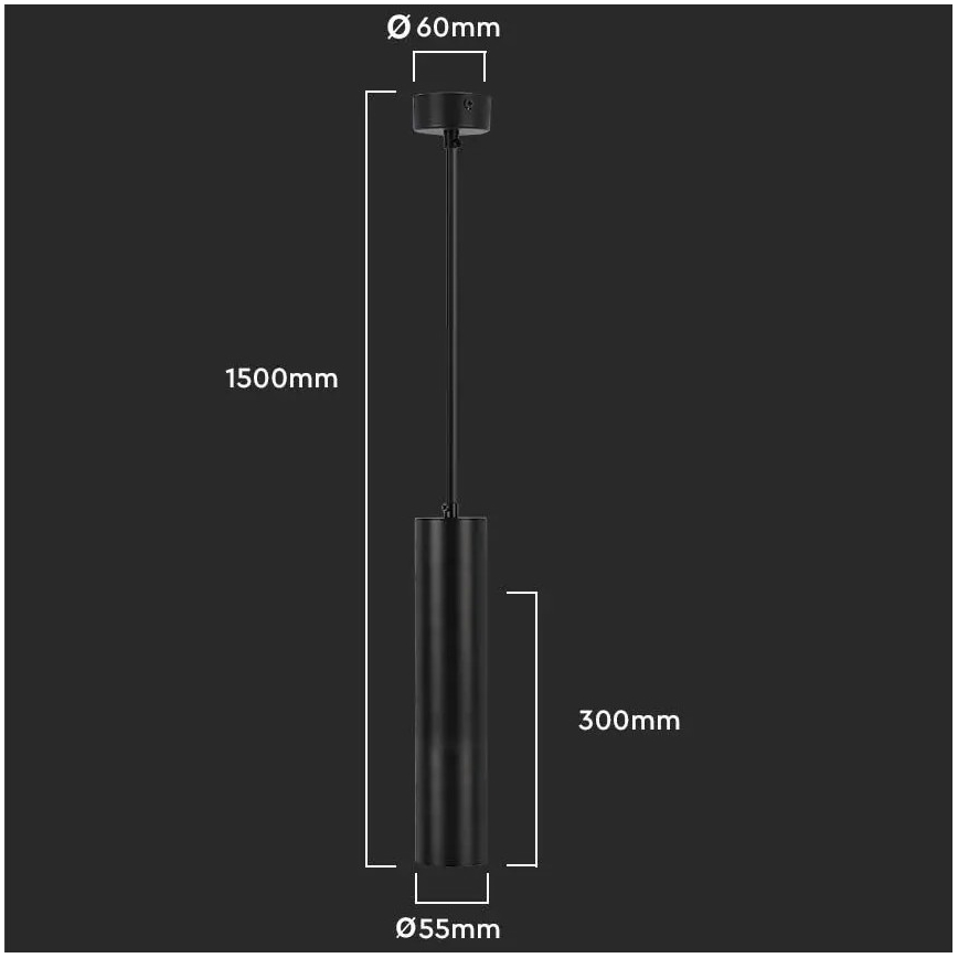 Hanglamp aan een paal 1xGU10/35W/230V 30 cm zwart