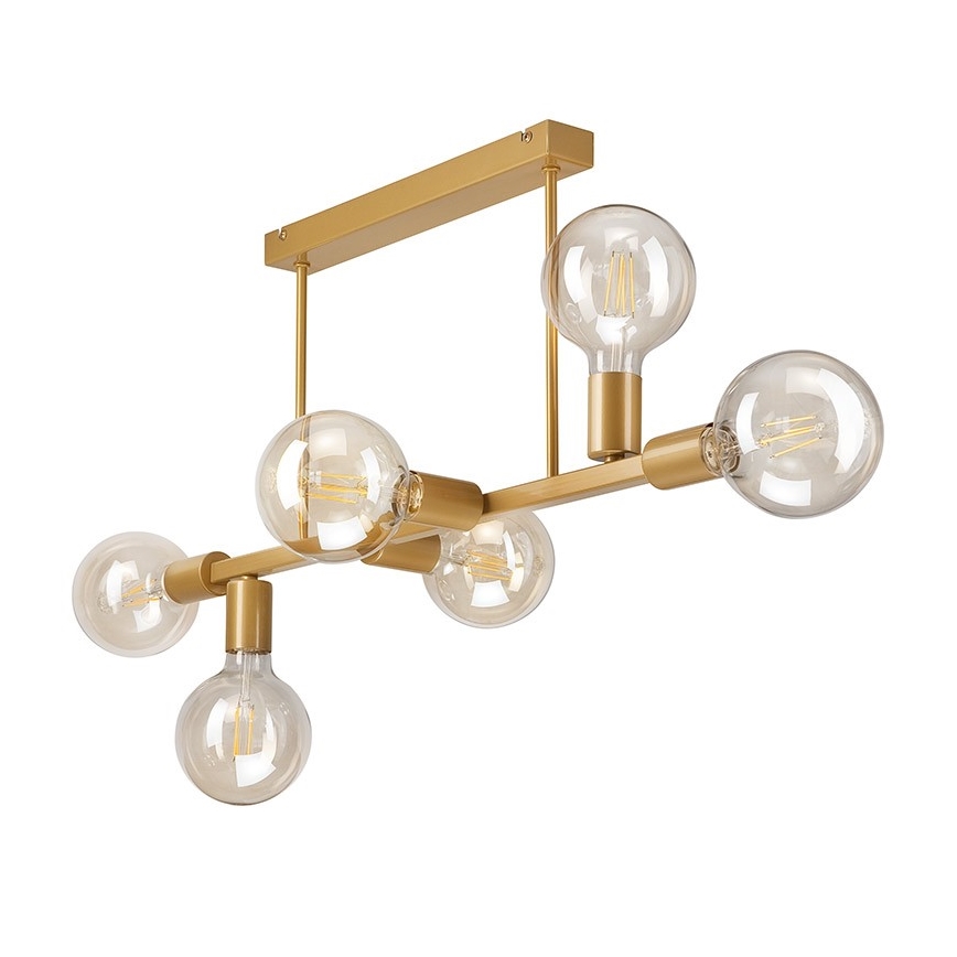 Hanglamp aan een paal ASTRID 6xE27/60W/230V goud