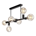 Hanglamp aan een paal ASTRID 6xE27/60W/230V zwart