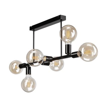 Hanglamp aan een paal ASTRID 6xE27/60W/230V zwart