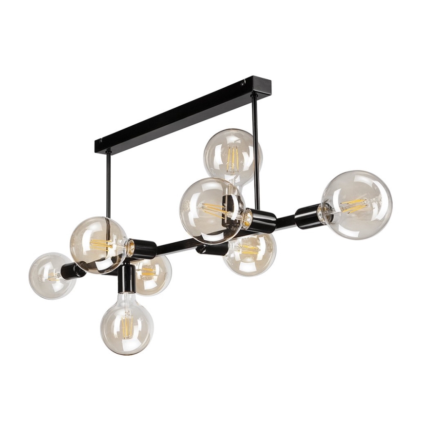 Hanglamp aan een paal ASTRID 8xE27/60W/230V zwart