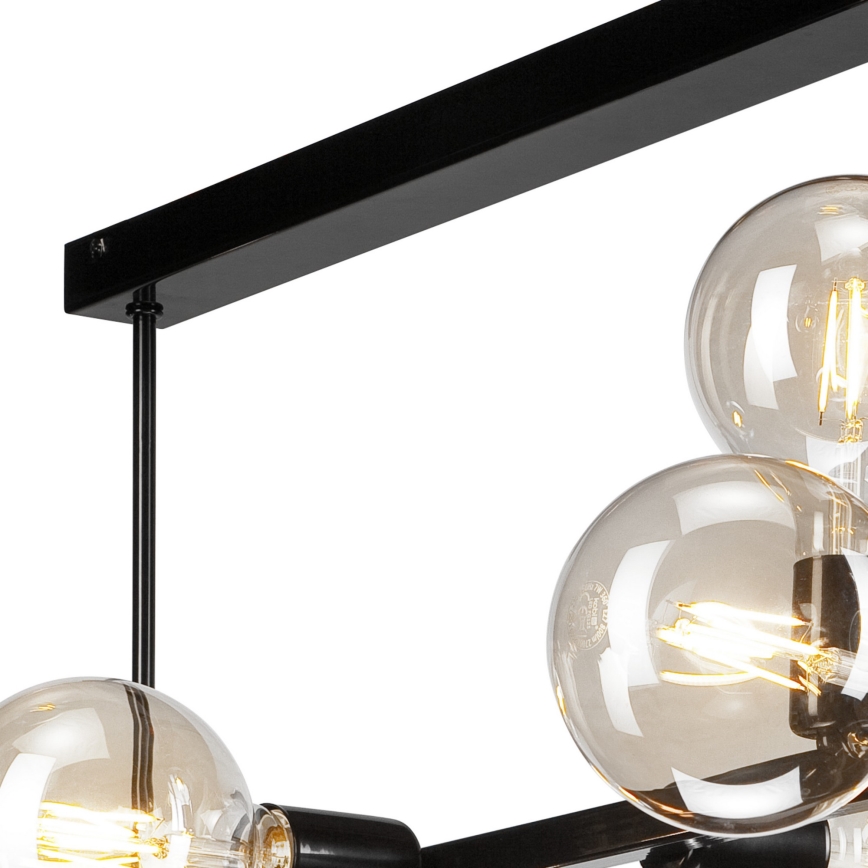 Hanglamp aan een paal ASTRID 8xE27/60W/230V zwart