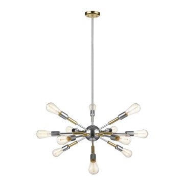 Hanglamp aan een paal COMET 12xE27/11W/230V glanzend chroom/goud