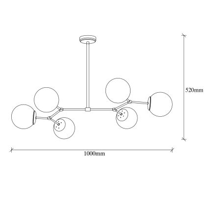 Hanglamp aan een paal DAMAR 6xE27/40W/230V
