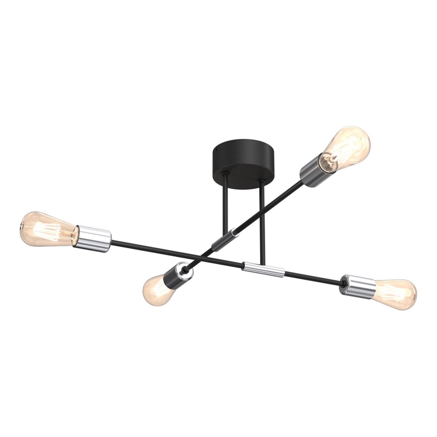 Hanglamp aan een paal FLAME 4xE27/60W/230V zwart/glanzend chroom