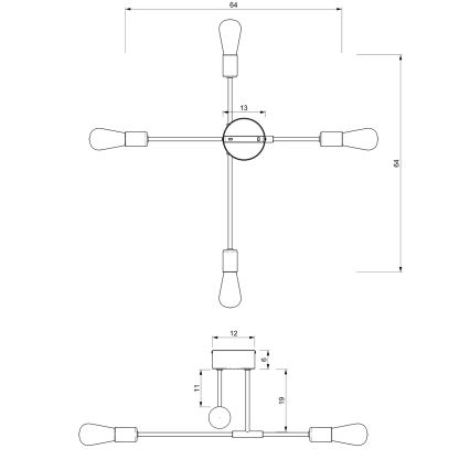 Hanglamp aan een paal FLAME 4xE27/60W/230V zwart/glanzend chroom