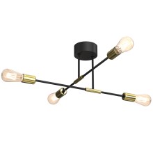 Hanglamp aan een paal FLAME 4xE27/60W/230V zwart/goud