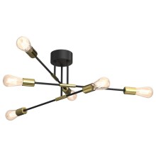Hanglamp aan een paal FLAME 6xE27/60W/230V zwart/goud