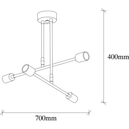 Hanglamp aan een paal FLOWER 4xE27/40W/230V