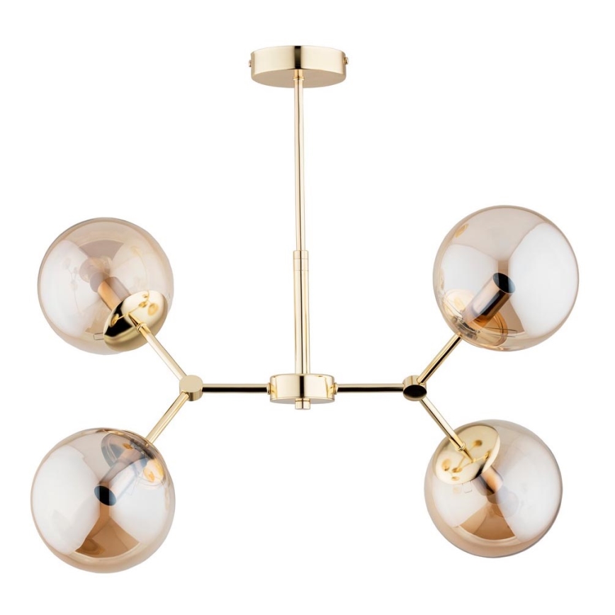 Hanglamp aan een paal FOTON  4xE14/40W/230V goud/beige